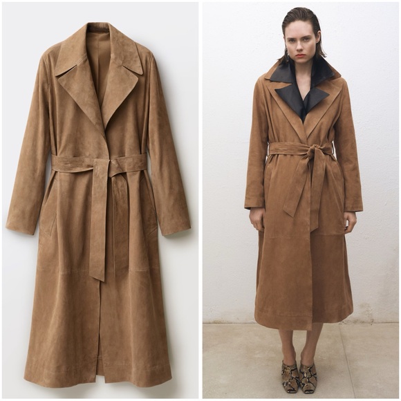 Mango Jackets & Blazers - Mango 100% Genuine Suede Trench Coat New